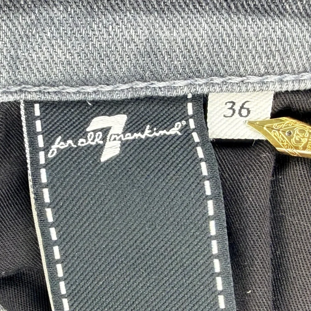 7 For All Mankind The Straight Jeans Men 36 Gray Cotton Blend Faded Whiskered